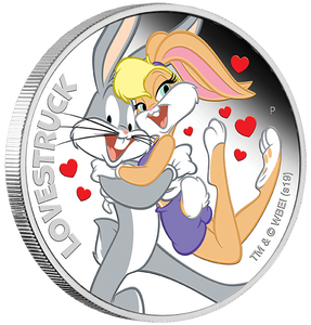 2019 LOONEY TUNES Lovestruck  1oz Silver Proof Coin - reverse - angle view 2019 LOONEY TUNES Lovestruck  1oz Silver Proof Coin - reverse - angle view