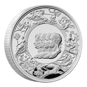 The Waterloo Medal - Allied Leaders 2024 UK 2oz Silver Proof Coin - reverse - angle view The Waterloo Medal - Allied Leaders 2024 UK 2oz Silver Proof Coin - reverse - angle view