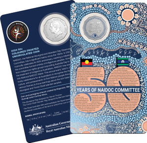 NAIDOC Week 2024 50c Coloured Frosted Uncirculated Coin - in presentation card NAIDOC Week 2024 50c Coloured Frosted Uncirculated Coin - in presentation card