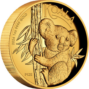 Australian Koala 2024 1oz Gold Proof High Relief Coin - reverse Australian Koala 2024 1oz Gold Proof High Relief Coin - reverse
