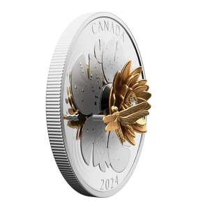 2024 $50 Fine Silver Coin - The Dragonfly and the Bloom - reverse angle 2024 $50 Fine Silver Coin - The Dragonfly and the Bloom - reverse angle