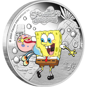 SpongeBob SquarePants – SpongeBob and Gary 2024 1oz Silver Proof Coloured Coin - reverse SpongeBob SquarePants – SpongeBob and Gary 2024 1oz Silver Proof Coloured Coin - reverse