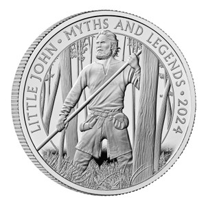 Myths and Legends Little John 2024 UK 1oz Silver Proof coin - reverse - angle view Myths and Legends Little John 2024 UK 1oz Silver Proof coin - reverse - angle view