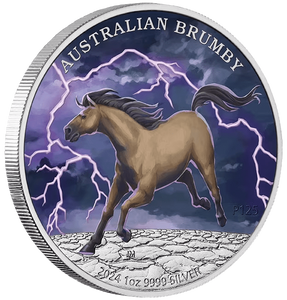 2024 $1 Australian Brumby 1oz Coloured Silver Bullion Coin - reverse 2024 $1 Australian Brumby 1oz Coloured Silver Bullion Coin - reverse