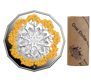 2024 50c Coloured Fine Silver Proof Coin - Christmas Festive Florals and King Charles III 2024 $1 AlBr Circulating Coin - Rolled Non-Premium 2024 50c Coloured Fine Silver Proof Coin - Christmas Festive Florals and King Charles III 2024 $1 AlBr Circulating Coin - Rolled Non-Premium