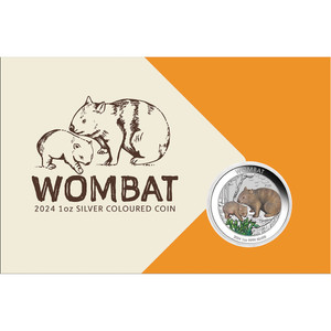 Wombat 2024 1oz Silver Coloured Coin - in presentation card Wombat 2024 1oz Silver Coloured Coin - in presentation card