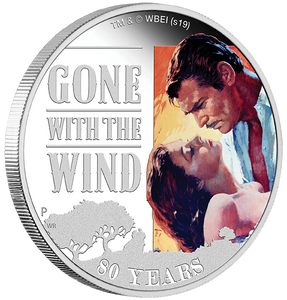 2019 Gone With The Wind 80th Anniversary 1oz Silver Proof Coin - reverse - angle view 2019 Gone With The Wind 80th Anniversary 1oz Silver Proof Coin - reverse - angle view