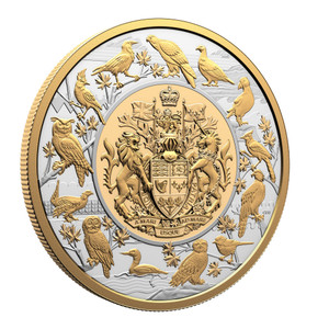 2024 $50 Fine Silver Coin - Heraldic Landscape: Birds of Canada - reverse 2024 $50 Fine Silver Coin - Heraldic Landscape: Birds of Canada - reverse