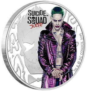 Joker 2019 1oz Silver Proof Coin - Suicide Squad - Reverse - Angle view Joker 2019 1oz Silver Proof Coin - Suicide Squad - Reverse - Angle view