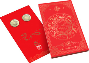2025 $1 Uncirculated 2 Coin Set - Lunar calendar - Year of the Snake - in presentation card 2025 $1 Uncirculated 2 Coin Set - Lunar calendar - Year of the Snake - in presentation card