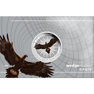 Australian Wedge-tailed Eagle 10th Anniversary 2024 2oz Silver Coloured Coin in Card - in presentation card Australian Wedge-tailed Eagle 10th Anniversary 2024 2oz Silver Coloured Coin in Card - in presentation card