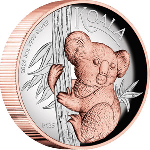 Australian Koala 2024 5oz Silver Proof High Relief Gilded Coin - reverse coin Australian Koala 2024 5oz Silver Proof High Relief Gilded Coin - reverse coin
