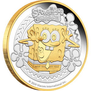 SpongeBob SquarePants 2024 2oz Silver Proof Gilded Coin - reverse SpongeBob SquarePants 2024 2oz Silver Proof Gilded Coin - reverse
