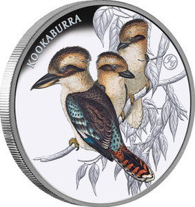 Birds of Australia 2025 $1 Kookaburra 1oz Silver Proof Coin (with John Gould Privy Mark) - reverse angle view Birds of Australia 2025 $1 Kookaburra 1oz Silver Proof Coin (with John Gould Privy Mark) - reverse angle view