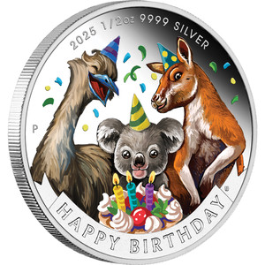 2025 Happy Birthday 1/2oz Silver Proof Coloured Coin In Card - reverse 2025 Happy Birthday 1/2oz Silver Proof Coloured Coin In Card - reverse