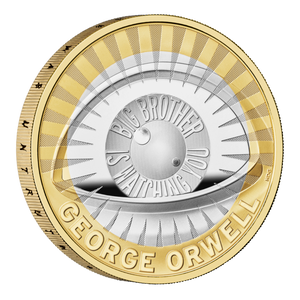 George Orwell 2025 UK £2 Silver Proof Coin - reverse angle George Orwell 2025 UK £2 Silver Proof Coin - reverse angle