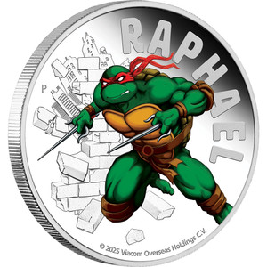Teenage Mutant Ninja Turtles – Raphael 2025 1oz Silver Proof Coloured Coin - reverse Teenage Mutant Ninja Turtles – Raphael 2025 1oz Silver Proof Coloured Coin - reverse