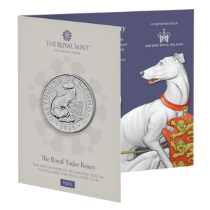 Royal Tudor Beasts The Greyhound of Richmond 2025 UK £5 Brilliant Uncirculated Coin Royal Tudor Beasts The Greyhound of Richmond 2025 UK £5 Brilliant Uncirculated Coin