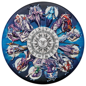 2025 Zodiac Signs and Goddesses 5oz Silver Antiqued Coloured Coin - reverse 2025 Zodiac Signs and Goddesses 5oz Silver Antiqued Coloured Coin - reverse