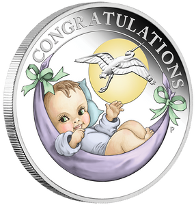 2020 Newborn 1/2oz Silver Proof Coin - reverse - angle view 2020 Newborn 1/2oz Silver Proof Coin - reverse - angle view