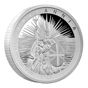 2025 Britannia UK 2oz Silver Proof Coin - reverse angle 2025 Britannia UK 2oz Silver Proof Coin - reverse angle