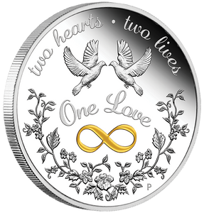 2020 One Love 1oz Silver Proof Coin - reverse angle view 2020 One Love 1oz Silver Proof Coin - reverse angle view