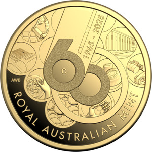 2025 $10 'C' Mintmark Gold Proof Coin - 60th Anniversary of the Royal Australian Mint - reverse
