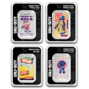 1oz Silver Call of Duty Mystery Zombie Perks Mystery Pack - all 4 coin reverse in TEP packaging 1oz Silver Call of Duty Mystery Zombie Perks Mystery Pack - all 4 coin reverse in TEP packaging