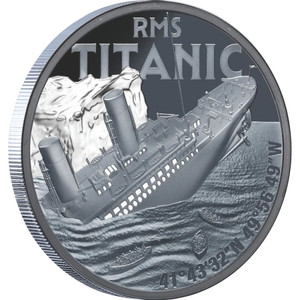 Titanic 2025 $1 1oz Silver Black Proof Coin - reverse Titanic 2025 $1 1oz Silver Black Proof Coin - reverse