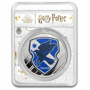 Harry Potter Ravenclaw House 1oz Silver Coloured Coin - reverse Harry Potter Ravenclaw House 1oz Silver Coloured Coin - reverse
