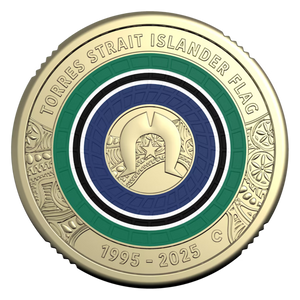 2025 $2 ‘C’ Mintmark Coloured Uncirculated Coin - 30th Anniversary of the Torres Strait Islander Flag - reverse 2025 $2 ‘C’ Mintmark Coloured Uncirculated Coin - 30th Anniversary of the Torres Strait Islander Flag - reverse