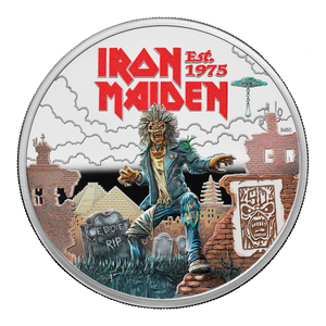 Iron Maiden 2025 1oz Silver Proof Colour Coin - reverse Iron Maiden 2025 1oz Silver Proof Colour Coin - reverse