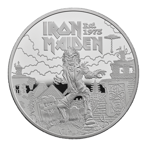 Iron Maiden 2025 5oz Silver Proof Coin - reverse Iron Maiden 2025 5oz Silver Proof Coin - reverse
