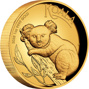 Australian Koala 2025 1oz Gold Proof High Relief Coin - reverse Australian Koala 2025 1oz Gold Proof High Relief Coin - reverse