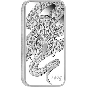 Dragon 2025 1oz Silver Proof Rectangular Coin - reverse Dragon 2025 1oz Silver Proof Rectangular Coin - reverse
