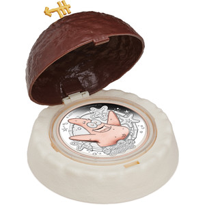 SpongeBob SquarePants - Patrick Star 2025 2oz Silver Proof Gilded Coin - presentation open SpongeBob SquarePants - Patrick Star 2025 2oz Silver Proof Gilded Coin - presentation open