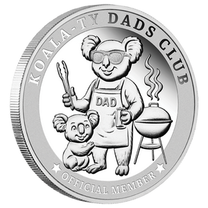 Koala-Ty Dads Club 1/4oz Silver Official Member Medallion - reverse angle Koala-Ty Dads Club 1/4oz Silver Official Member Medallion - reverse angle
