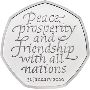 2020 50p Brexit Silver Proof Coin - reverse
