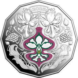 2025 50c Coloured Fine Silver Proof Coin - Christmas Festive Florals - reverse 2025 50c Coloured Fine Silver Proof Coin - Christmas Festive Florals - reverse