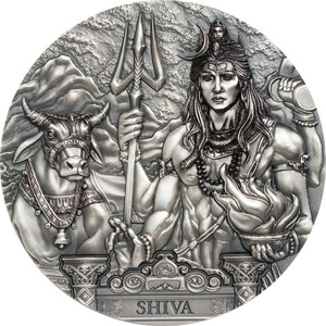 2020 $20 Shiva 3oz Silver Ultra High Relief Coin - reverse face on 2020 $20 Shiva 3oz Silver Ultra High Relief Coin - reverse face on