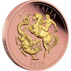 Australia Five Sovereign 2025 Gold Proof Reverse Gilded Coin - reverse Australia Five Sovereign 2025 Gold Proof Reverse Gilded Coin - reverse