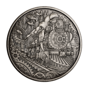 2025 $50 Fine Silver Coin - A Whimsical Tale - Steam Locomotive - reverse 2025 $50 Fine Silver Coin - A Whimsical Tale - Steam Locomotive - reverse