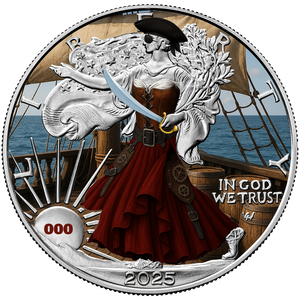 2025 $1 US Eagle Pirate Edition 1oz Silver Coin - reverse 2025 $1 US Eagle Pirate Edition 1oz Silver Coin - reverse