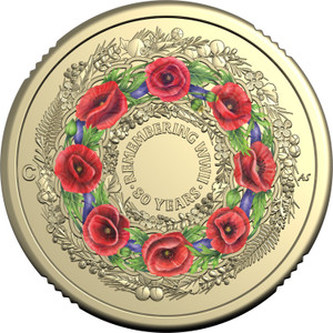 2025 $2 80 Years On: Remembering the Second World War Poppy Wreath ‘C’ Mintmark Coloured Uncirculated Coin in Card - reverse