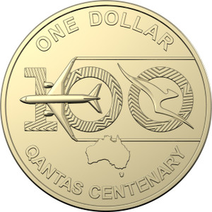 2020 $1 Qantas Centenary Uncirculated Coin Mint Roll - reverse 2020 $1 Qantas Centenary Uncirculated Coin Mint Roll - reverse