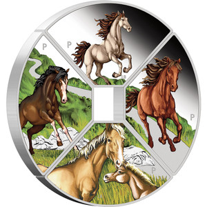 Year of the Horse Quadrant 2026 1oz Silver Proof Coloured Four-Coin Set - reverse angle