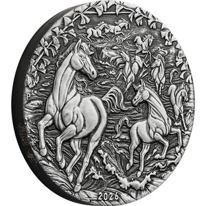 Australian Lunar Series III 2026 Year of the Horse 2oz Silver Antiqued Coin - reverse