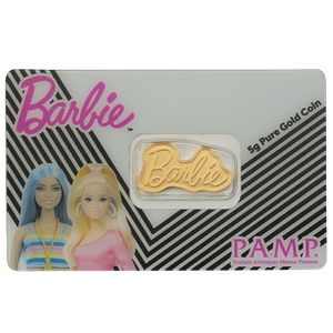 Barbie 5g Gold Shaped Bar - coin in card front