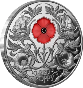 Red Poppy 2026 $5 Window 2oz Silver Proof Coin - reverse