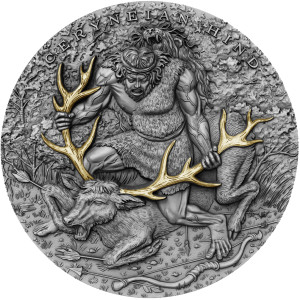2020 Twelve Labours of Hercules - Ceryneian Hind - 2oz Silver High Relief Coin - Reverse face on